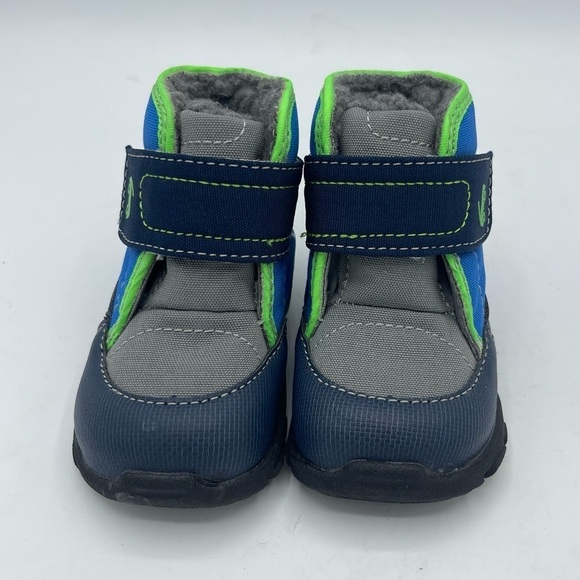 See Kai Run Basics Toddler Blake Sneaker Boot Blue Fleece Lined Size 4 Hook/loop - Picture 2 of 5